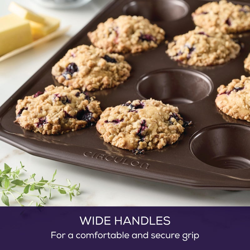 Circulon Nonstick Bakeware 12-Cup Muffin Tin, Brown, Steel - Image 5